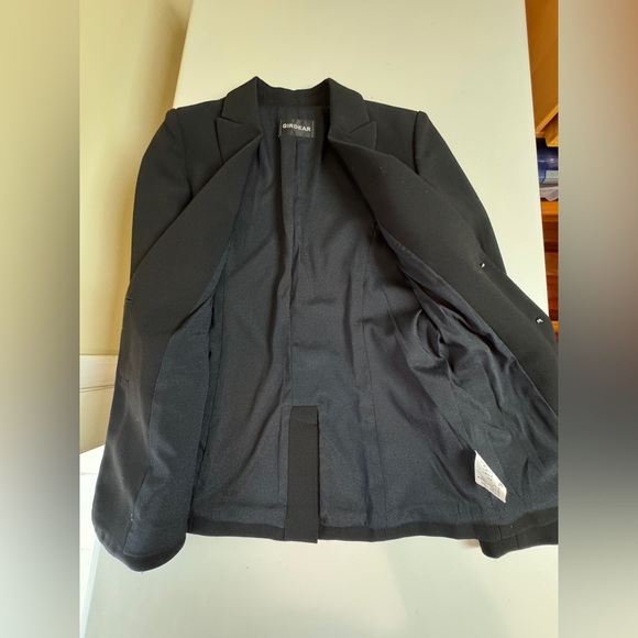 GIRDEAR Tailored Black Blazer Size 2 Structured Designer Jacket - Picture 5 of 14